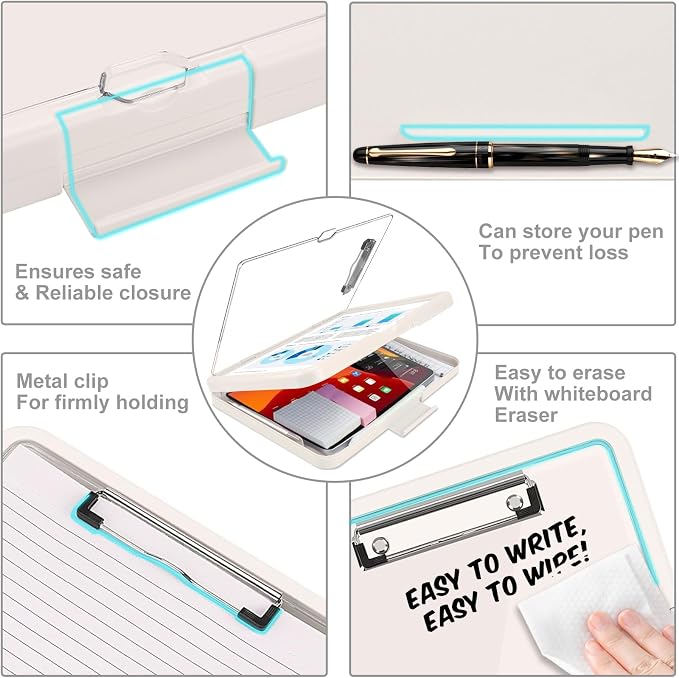 Clipboard with Storage, Heavy Duty Cleaview Clip Boards 8.5x11 with Dual Storage - Image 5