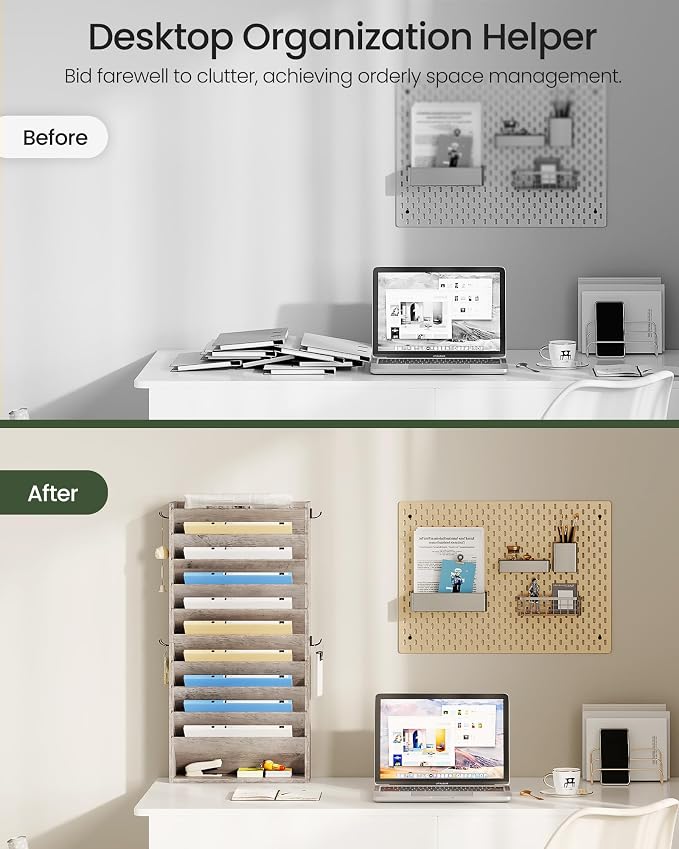 CHOEZON Wall File Organizer, 10-Tier Hanging Mail Organizer, Wall Mount File - Image 8