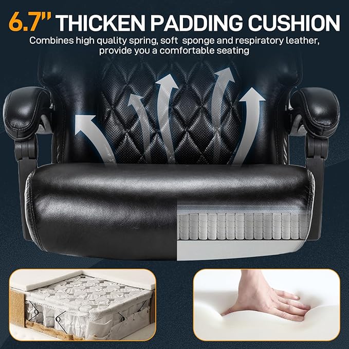 500 LBS Big and Tall Office Chair with Foot Rest High Back Recline Ergonomic Chair for Heavy People, Executive Office Chair Comfortable for Home Office, Large Computer Desk Chair Black-DeskLoop Office