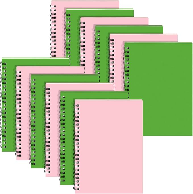 Yahenda 18 Pcs Spiral Notebook Bulk A5 Journal Lined 8.3'' x 5.5'' Writing Composition Paper Small Notepad Subject Notebook for Students Office Business Back to School Supplies (Pink,Light Green)-DeskLoop Office