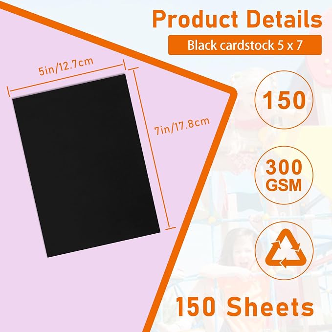 Guakicae 150 Sheets Black Cardstock 5 x 7 Printer Paper, 300gsm/110lb - Image 2
