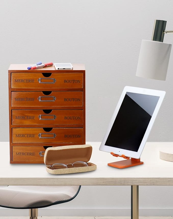 QWORK Vintage Wooden Home Office Desk Organizer - Image 6