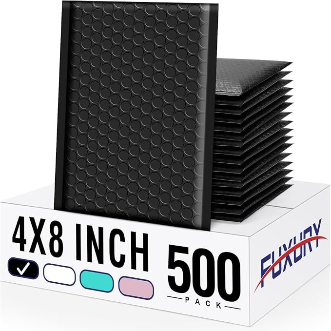 Fuxury Bubble Mailers 4x8 Inch 500 Pack Padded Envelopes Usable Size 4x7" Thick by Fuxury