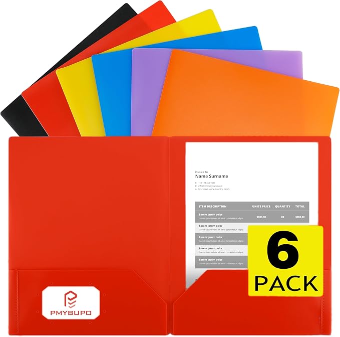 pmybupo 6 Pack Plastic Folders by pmybupo