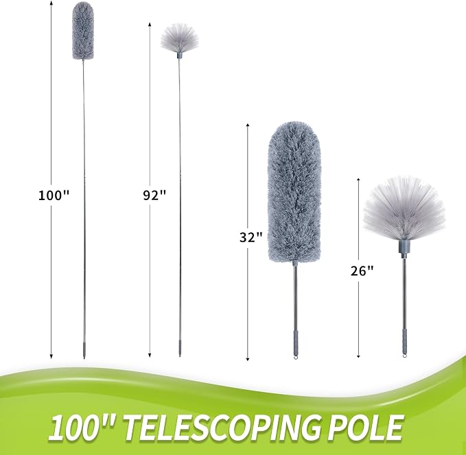 IVYROLL Cobweb Duster with Extension Pole, Spider Web Brush & Ceiling Cleaning - Image 4