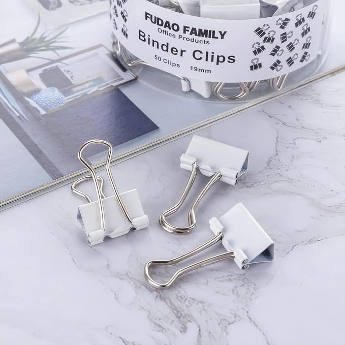 Small White Mini Binder Clips, 3/4 Inch, 50 Pack - Image 5
