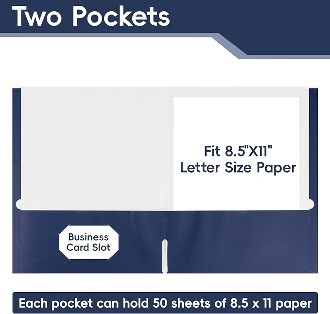 VZCPYTPM 50 Pack Navy Blue Folders - Image 3
