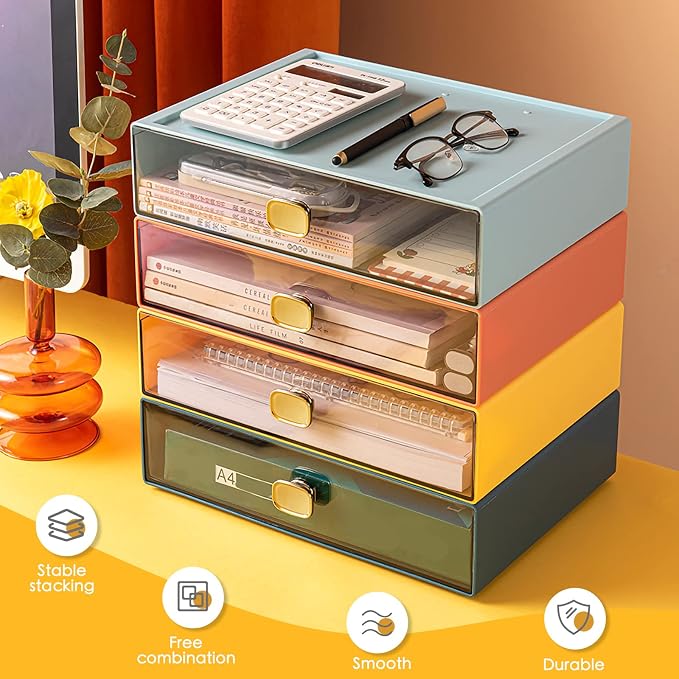 Large Desk Drawer Organizer 13"x9"x3.3" Stackable Desktop Storage Organizer - Image 7