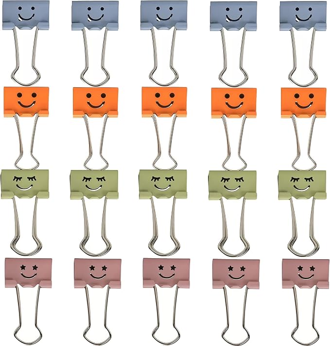 Smiling Face Binder Clips Small, Cute Emoji Paper Clamps by Unknown