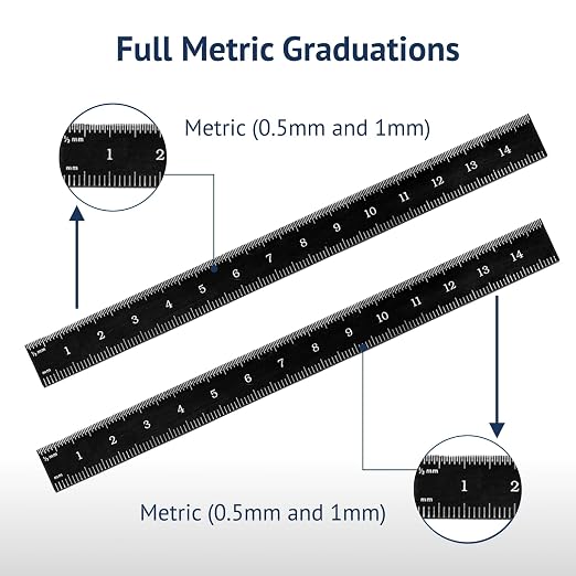 PEC Tools 150mm Metal Ruler, Stainless Steel - Image 8