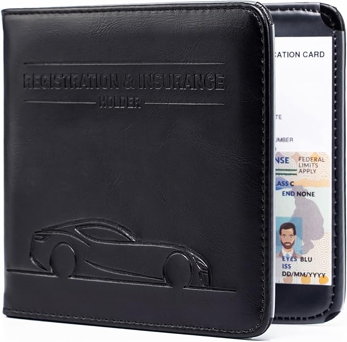 CANOPUS Car Registration and Insurance Holder, Magnetic Closure, Embossed Card by CANOPUS
