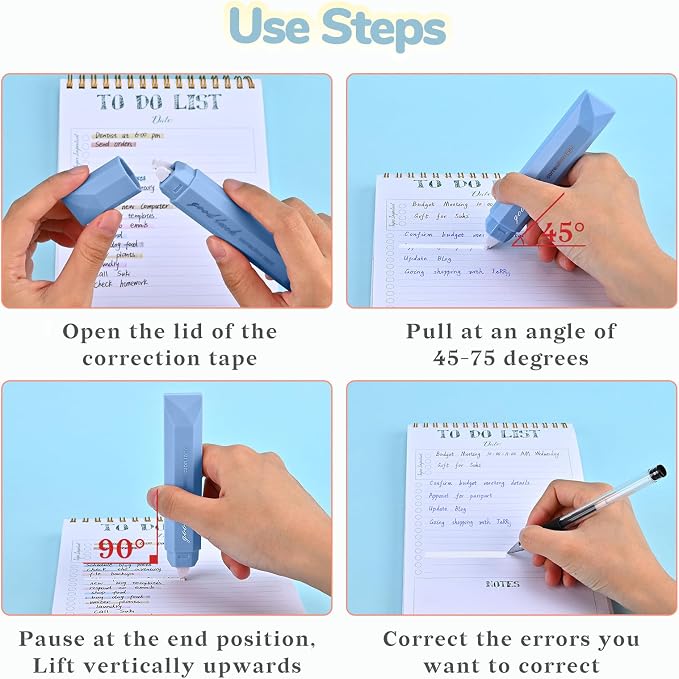 Temiary 5 Pcs White Correction Tapes, Aesthetic Correction Tape Pens Smooth - Image 4