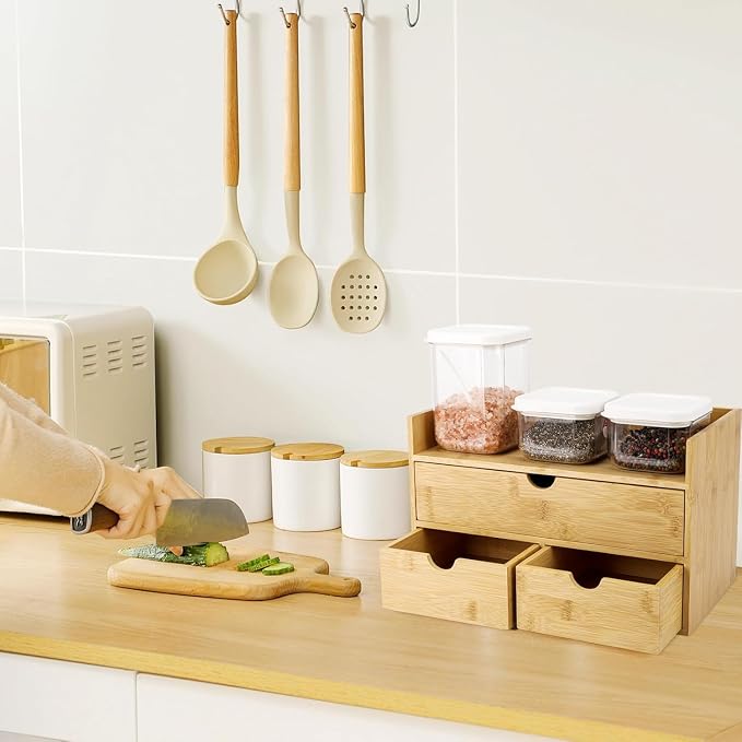 Charmewooden Bamboo Desk Organizer 3 Drawer - Image 2