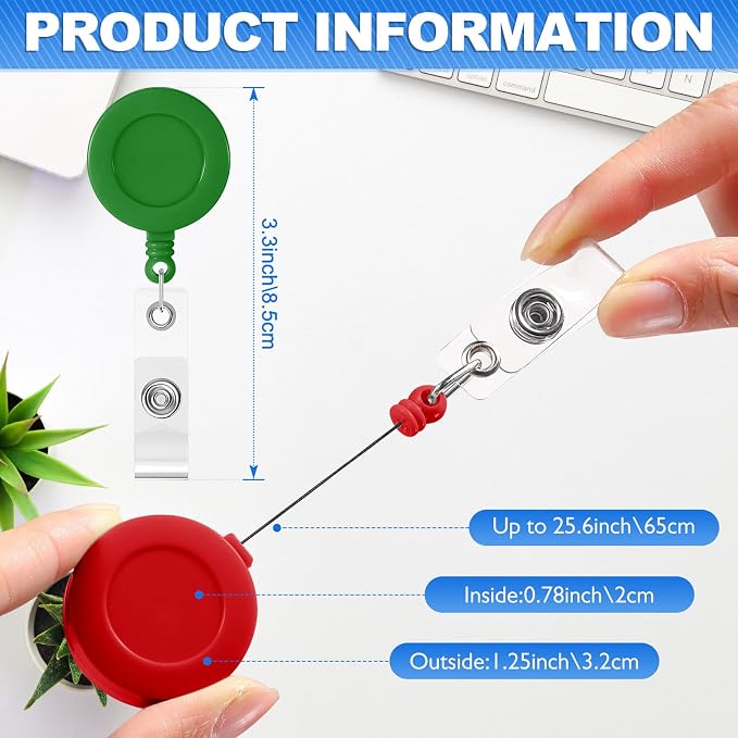 Harloon 150 Pcs Retractable Badge Reel Teacher Clips Holder Mixed Solid Color - Image 2