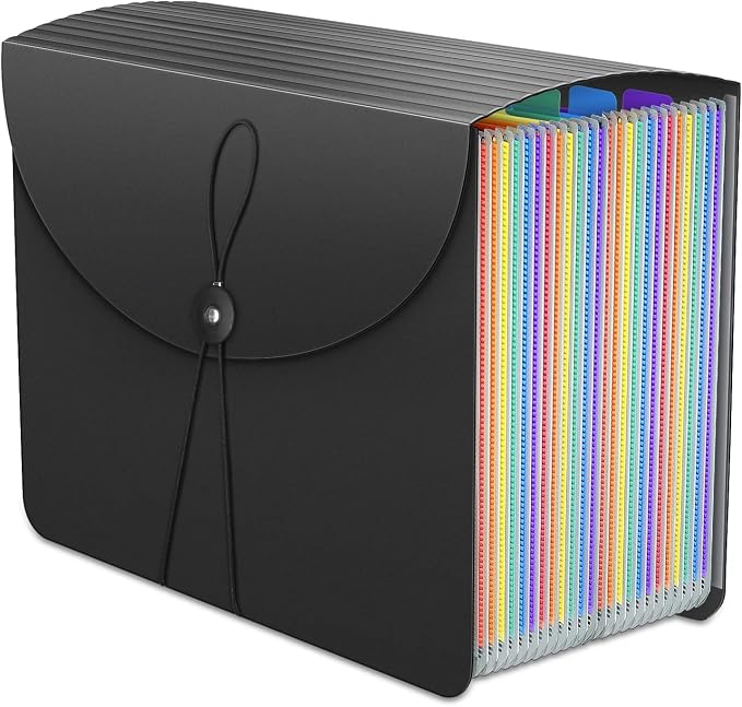 Expanding File Folders Accordion File Organizer, 24 Pockets Accordian Document by Fun+storage