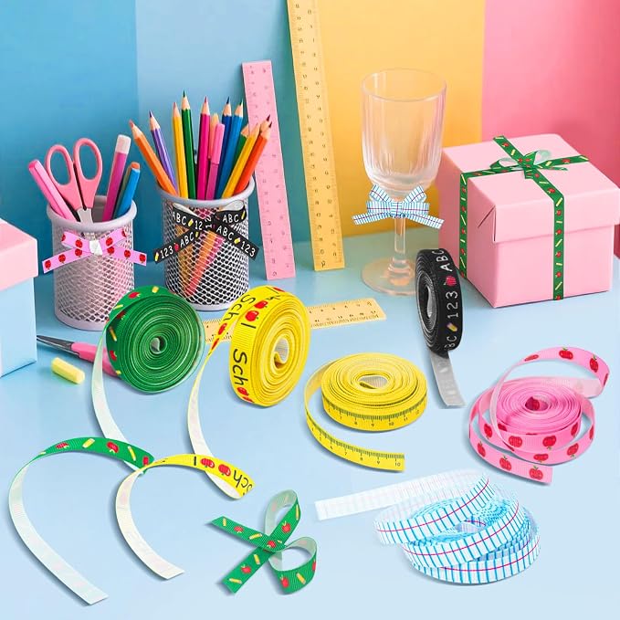 6 PCS Ruler Ribbon Teacher Themed 30 Yards, Back to School Ruler, ABC Ribbon - Image 6