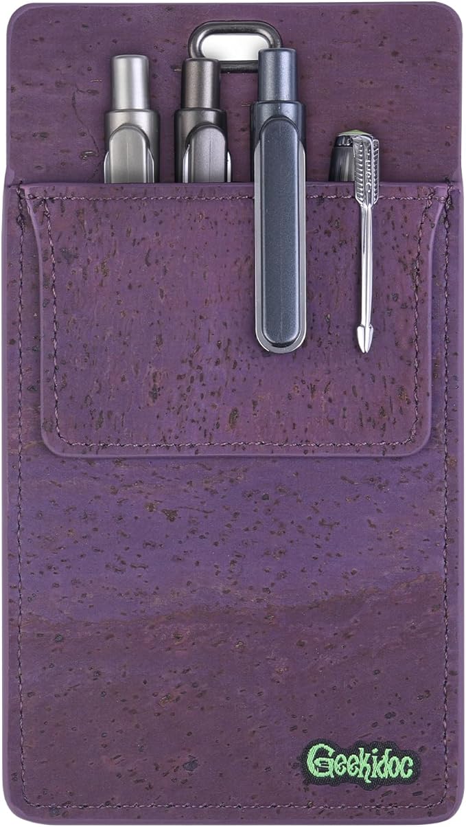 Premium Portuguese Cork Pocket Protector for Men | Multi-Use Pocket Protectors for Shirts and Lab Coats | For Pen, Pencils, Pointers, and More | 1 Pack Purple Pocket Organizer Protector-DeskLoop Office
