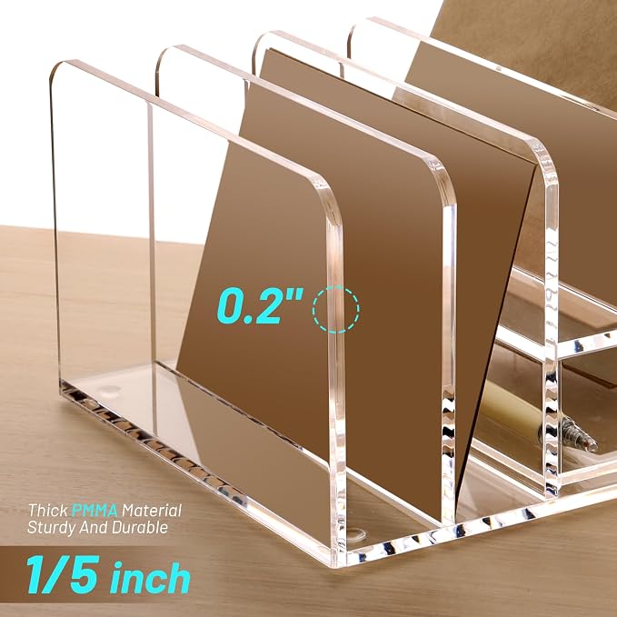 SANRUI Desk Organizers and Accessories, Acrylic Mail Organizer Countertop - Image 3