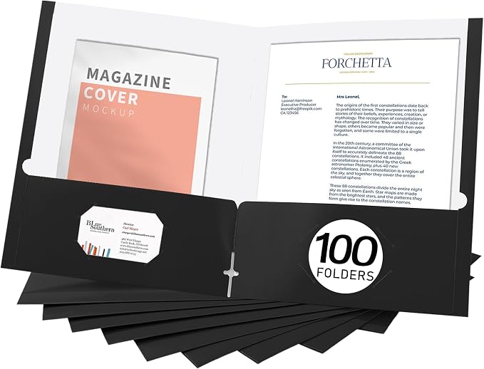 Zzrywuty File folders with Pockets, 100 Pack Paper Folders with Card Slot by Zzrywuty