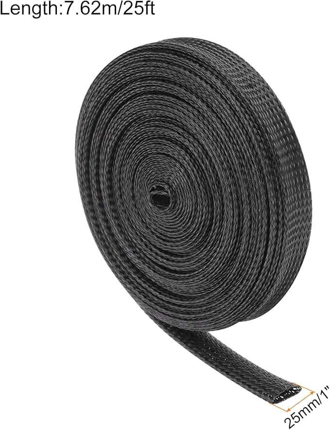 25ft PET Expandable Wire Loom 1 Inch, PET Braided Wire Sleeving Cable - Image 2