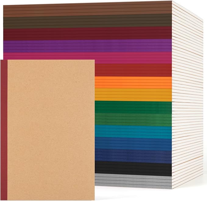 60 Pack Lined Notebook Journals Bulk, A5 College Ruled Composition Notebook by ALKALO