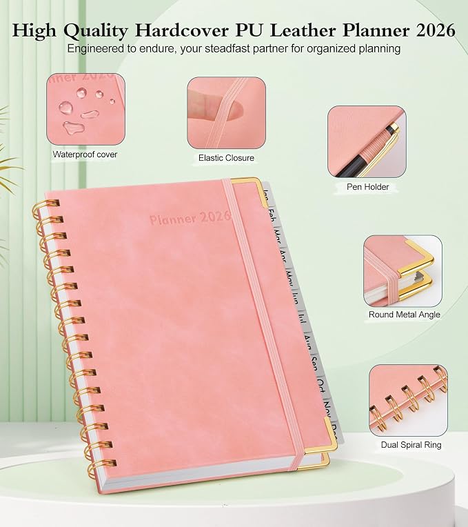 2026 Planner, Hardcover Leather Weekly and Monthly Planner, January 2026 - Image 4