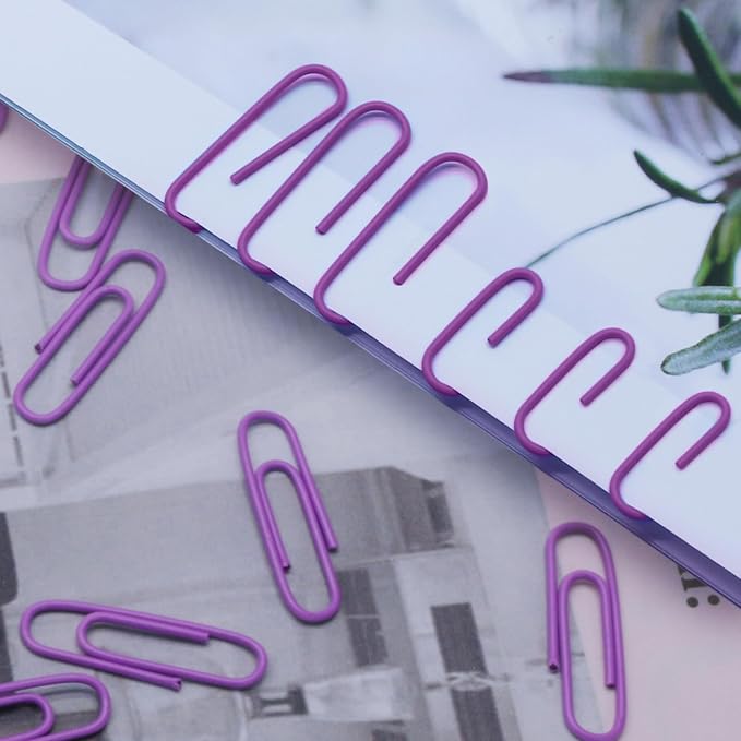 200 Pack Purple Metal Clips, 1.1 Inch / 28mm Vinyl Coated Decorative Paper - Image 6
