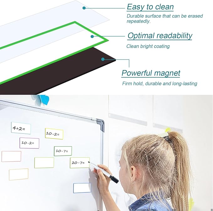 80 Pack Magnetic Dry Erase Labels 8 Colors 3.2"x1.2" Magnetic Labels Reusable - Image 3
