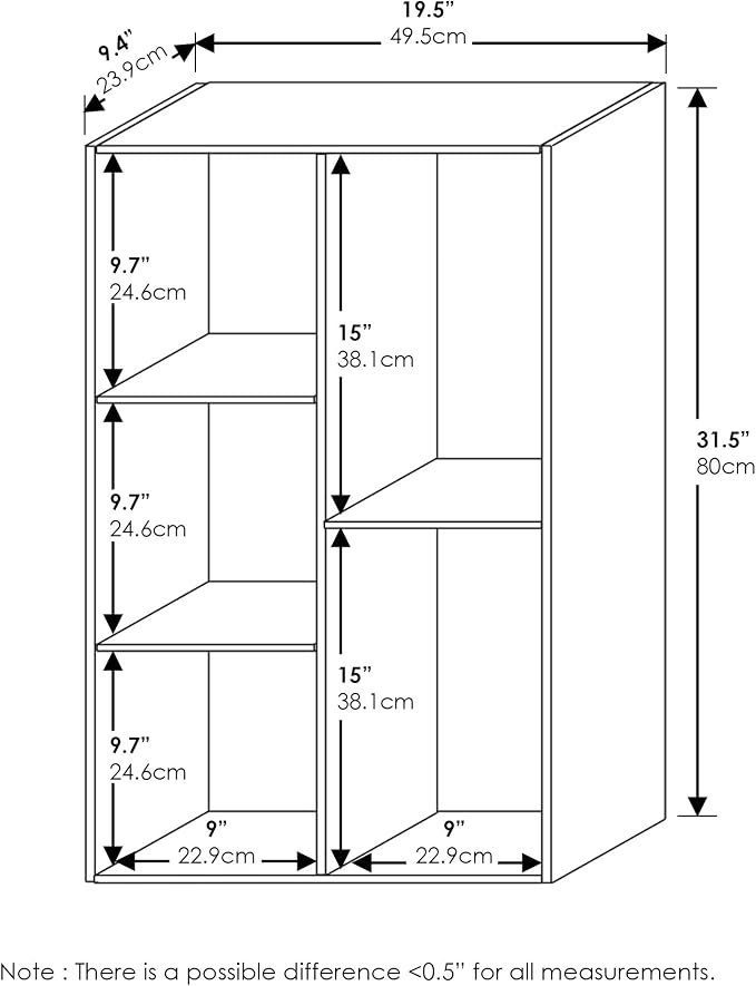 Furinno LUDER Book Shelf, 5-Cube Bookshelf, Reversible Bookcase, 9.4 x 19.5 x - Image 3