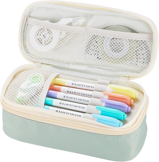 Dugio Large Pencil Case for Girls Teens Kids Pencil Bag with Zipper Pencil Pouch Aesthetic Pencil Pen Case Organizer for School Green-DeskLoop Office