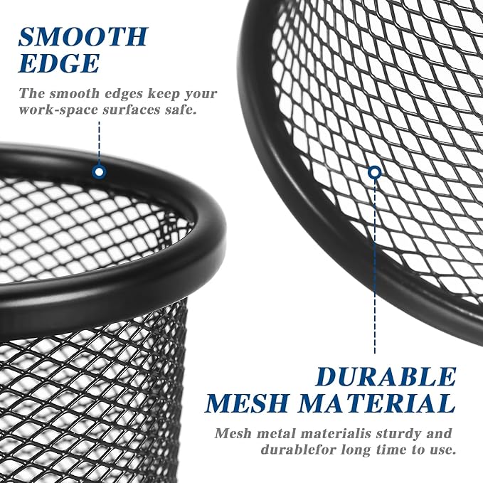 Tamaki Pen Holder Cup for Desk, Wire Mesh Pencil Cup Holder for Desk Office Pen Organizer (Black)-DeskLoop Office