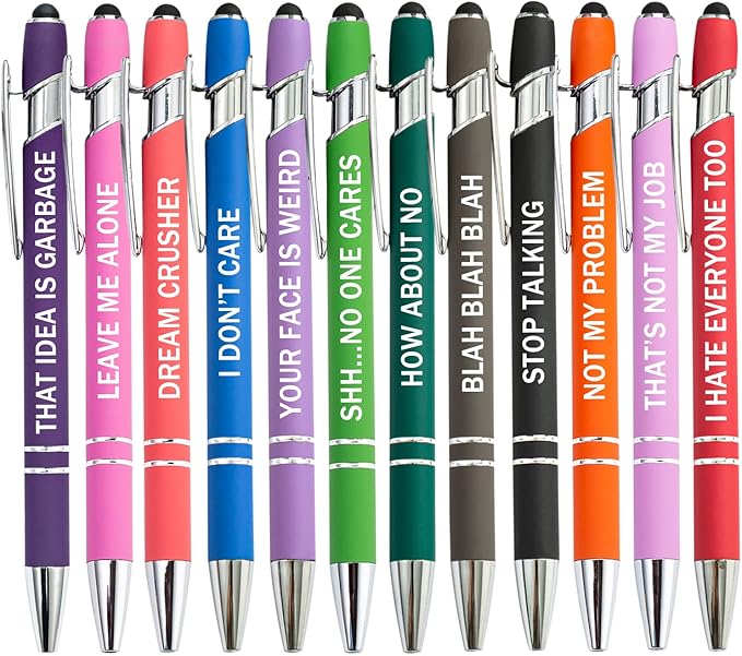 PASISIBICK 12 Pieces Funny Sarcastic Ballpoint Pens, Office Snarky Touch Screen - Image 5