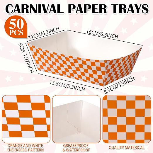 Geosar 100 Pcs Gingham Party Supplies Disposable Paper Food Trays Bulk - Image 2