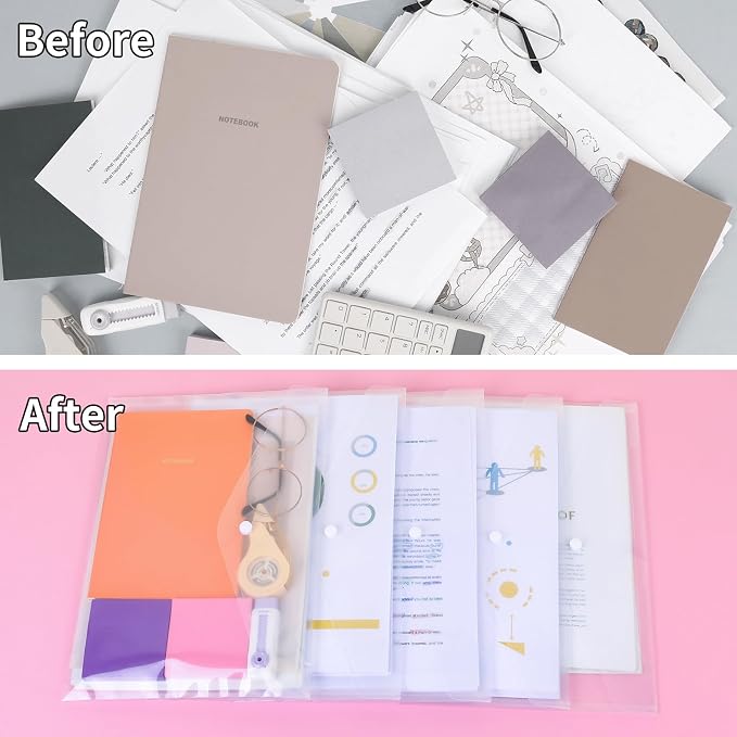 EOOUT 14pcs Plastic Envelopes, Letter Size, A4 Size, Waterproof Plastic File - Image 5