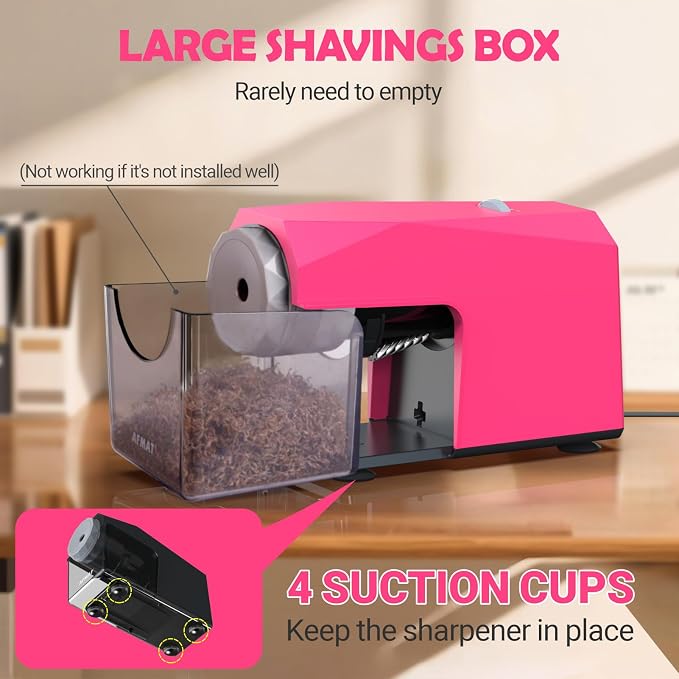 AFMAT Electric Pencil Sharpener, Fast & Hands-Free, 10K+ Uses, 5 Nibs, Fully - Image 7