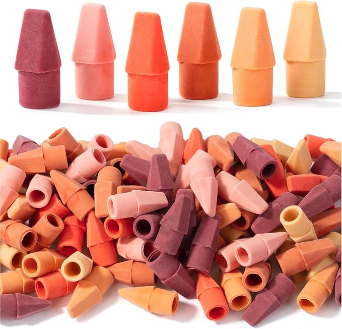 Mr. Pen- Pencil Top Erasers, 120 Pack, 6 Different Sunset Orange Colors | by MrPen