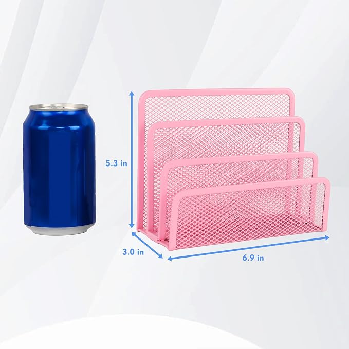 EASEPRES Desk Mail Organizer, Office Small Desktop Metal Mesh Envelope Letter - Image 2