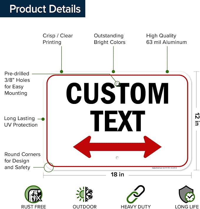 Custom Arrow, Custom Directional Sign, Two Way Arrow, 12x18 Inches, Rust Free - Image 6