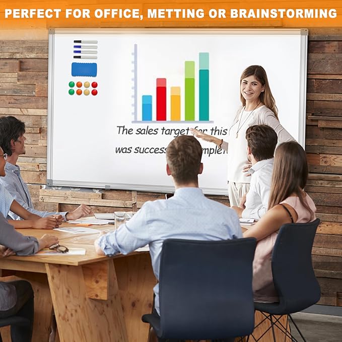 H-Qprobd Dry Erase Board for Wall 72"x40" Aluminum Presentation Magnetic Whiteboard with Long Pen Tray, Wall-Mounted White Board for School, Office and Home-DeskLoop Office
