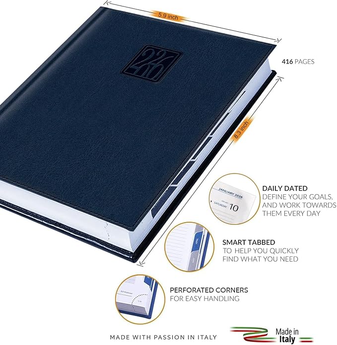 Leather Executive Daily Planner 2026 – A5-Compatible, One Page per Day Hourly - Image 3