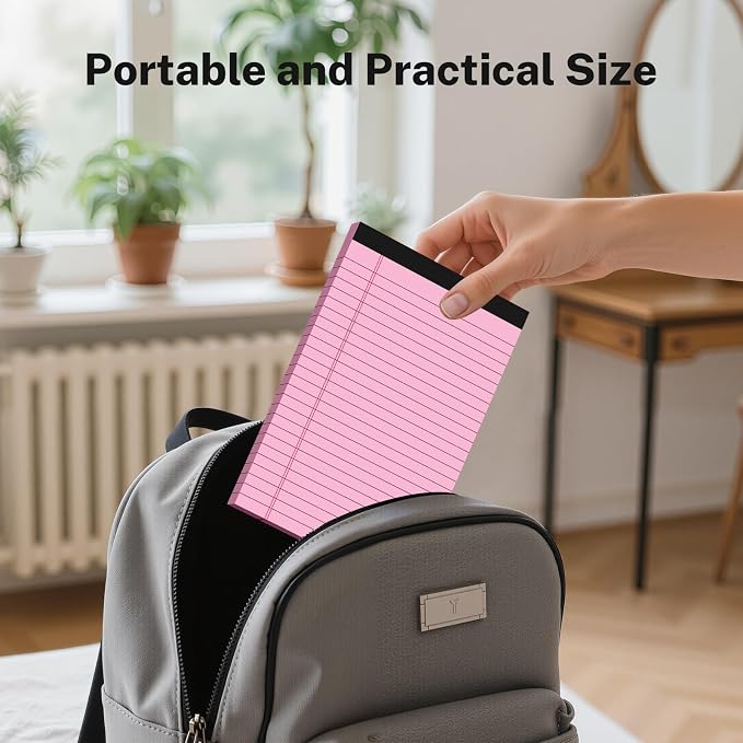 8 Pack Note Pads 5 x 8 Inch, Colored Narrow Ruled Small Legal Pads, Perforated - Image 6