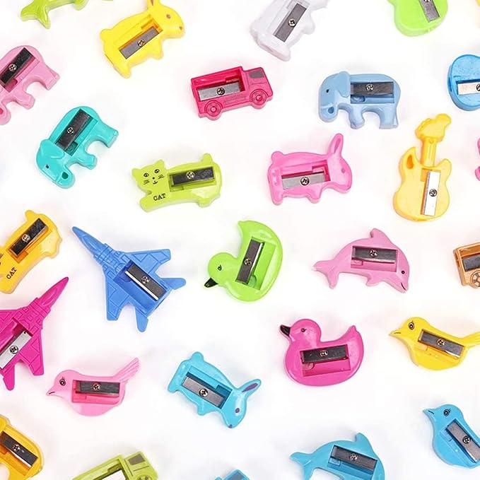 50 Pcs Pencil Sharpeners Bulk Cartoon Animal Shaped Small Pencil Sharpeners by XHotPopcorn