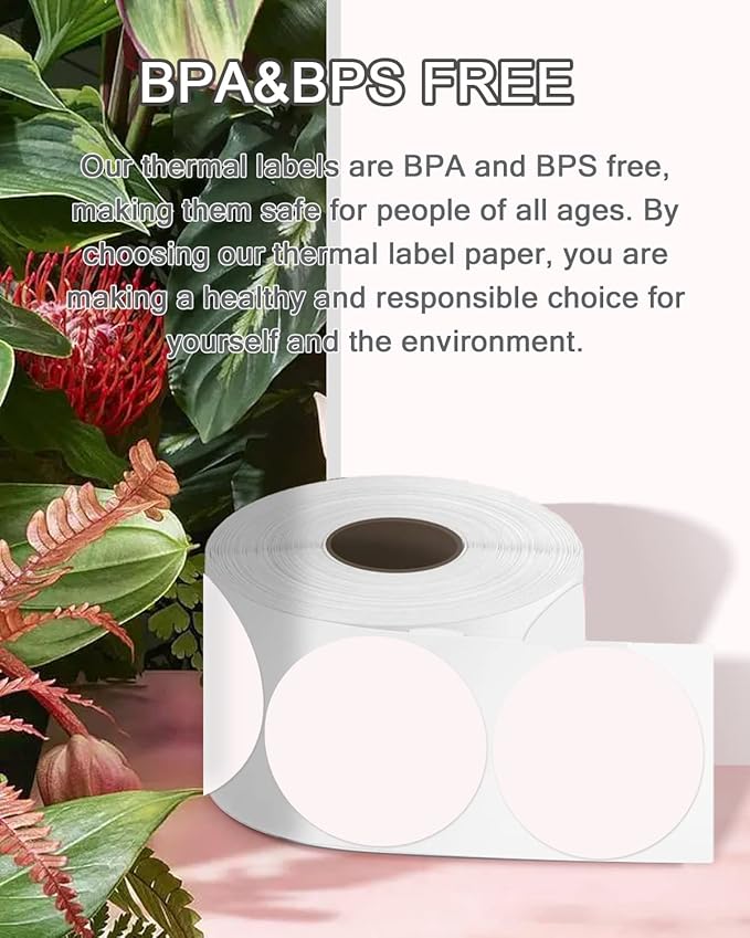 3 Inch White Round Thermal Sticker Labels, Self-Adhesive Circle Direct Thermal Printer Labels, DIY Design, QR Code, Name Tag, Brand Label,Gift Label (White 500 PCS/1 Roll)-DeskLoop Office