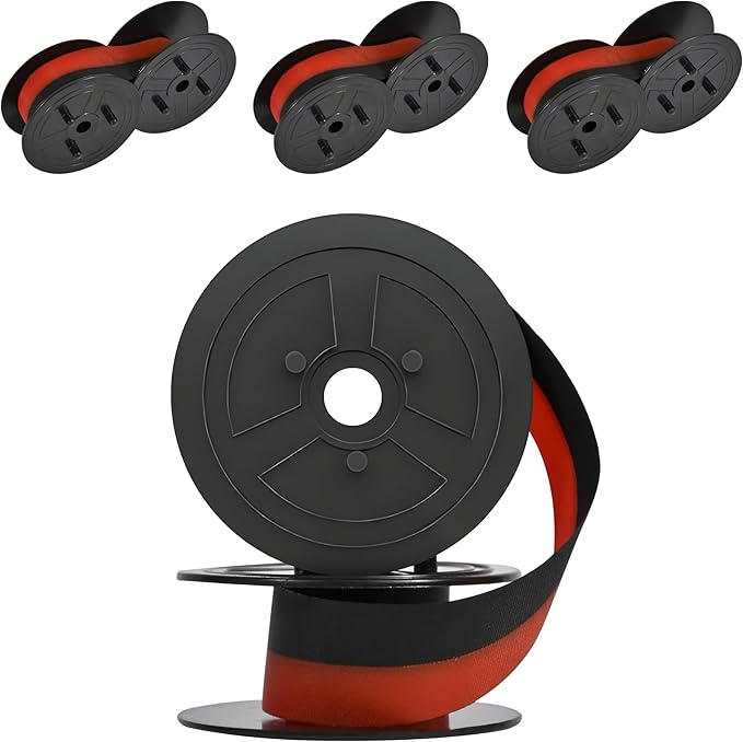 4Pack Sharp EL-1197PIII Calculator Ribbon Universal，Compatible Sharp EL-2196BL, Canon Mp11dx ，Porelon 11216， Printer Machine Typewriter CalculatorRibbon Replacement ，Calculator Ribbon Red/Black-DeskLoop Office