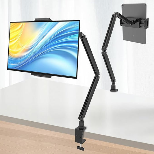 Tablet Stand for Desk/Bed, Adjustable iPad Holder Clamp Mount, Foldable Tablet by Yumecamp