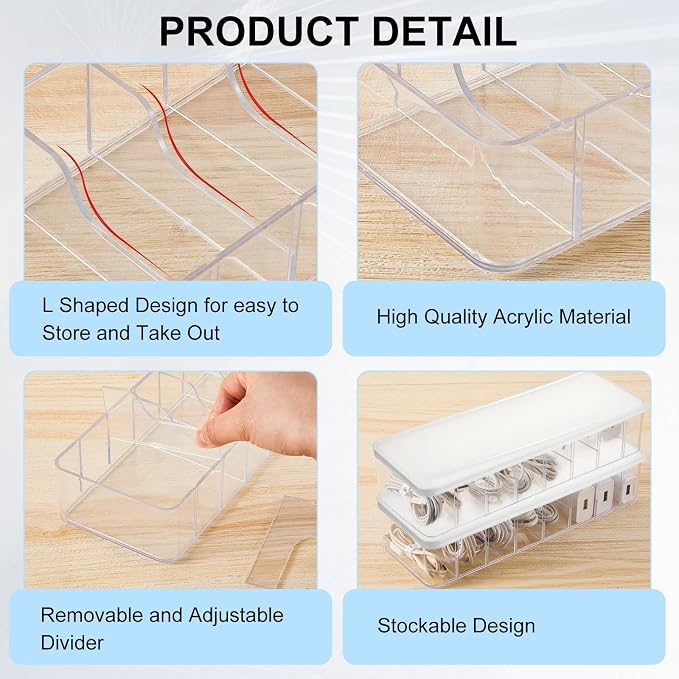 Tatuo 1 Pcs Cord Organizer for Drawer Desktop, Cable Organizer Box - Image 3