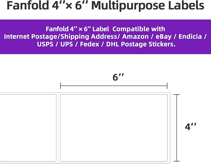AveneMark 4 Stacks 2000 Labels 4" x 6" Fanfold Direct Thermal Labels, Postage - Image 3
