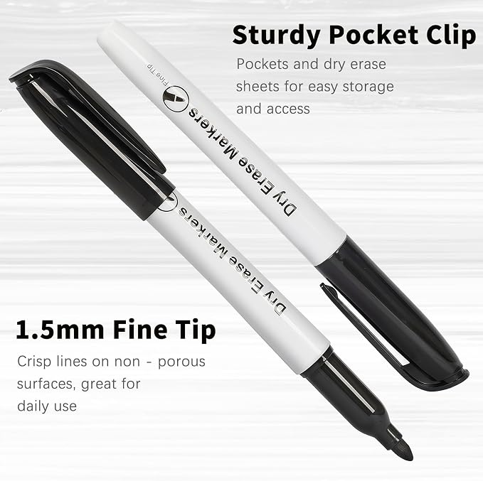 Duchong 30 Count Dry Erase Markers, Fine Tip Whiteboard Markers - Image 2