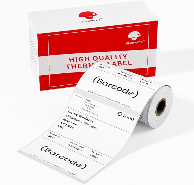 80PCs Phomemo Thermal Labels, 3.3 x 4 Shipping Label Compatible with 241-BT, M421 Label Printer-DeskLoop Office