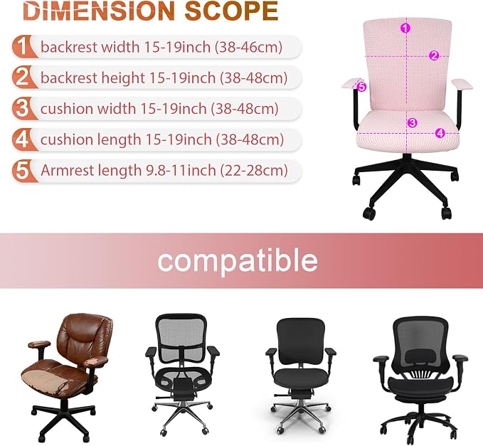 Tallew 8 Pcs Office Chair Covers Set Computer Universal Protective Stretchable - Image 2